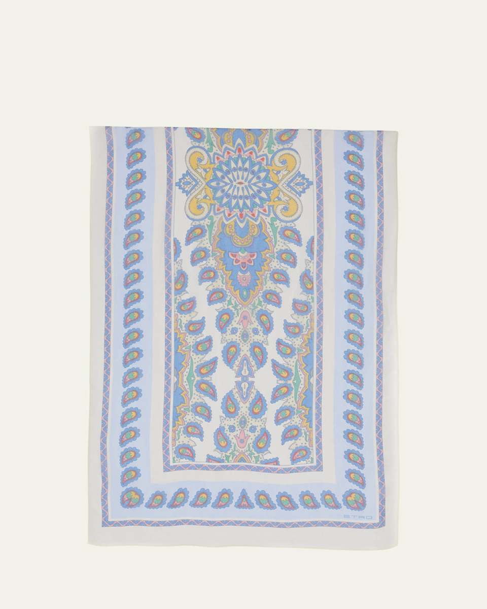 Tosca Paisley-Print Silk Scarf